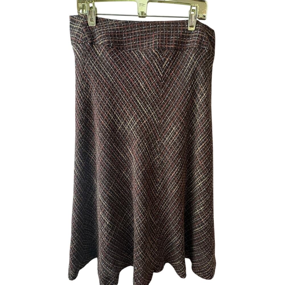 Jones Wear Womens A-line Midi Skirt 12 tweed brown black fall